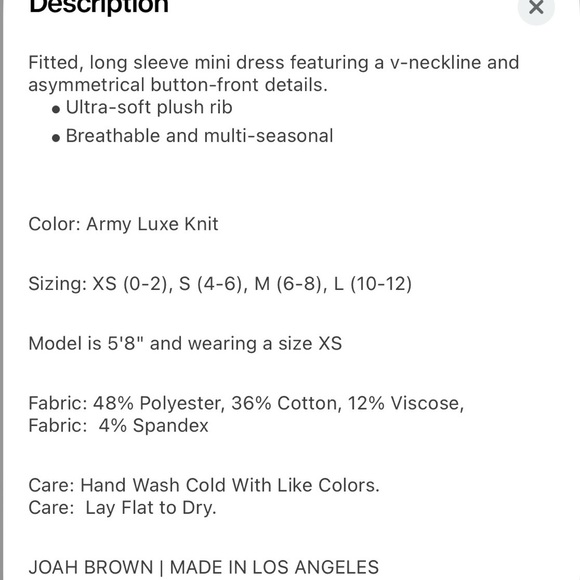 Joah Brown Mini Assymetrical Button Dress NWOT - Picture 4 of 6